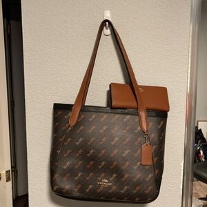 Coach Horse and Carriage Tote 27 with Tan Continental Wallet